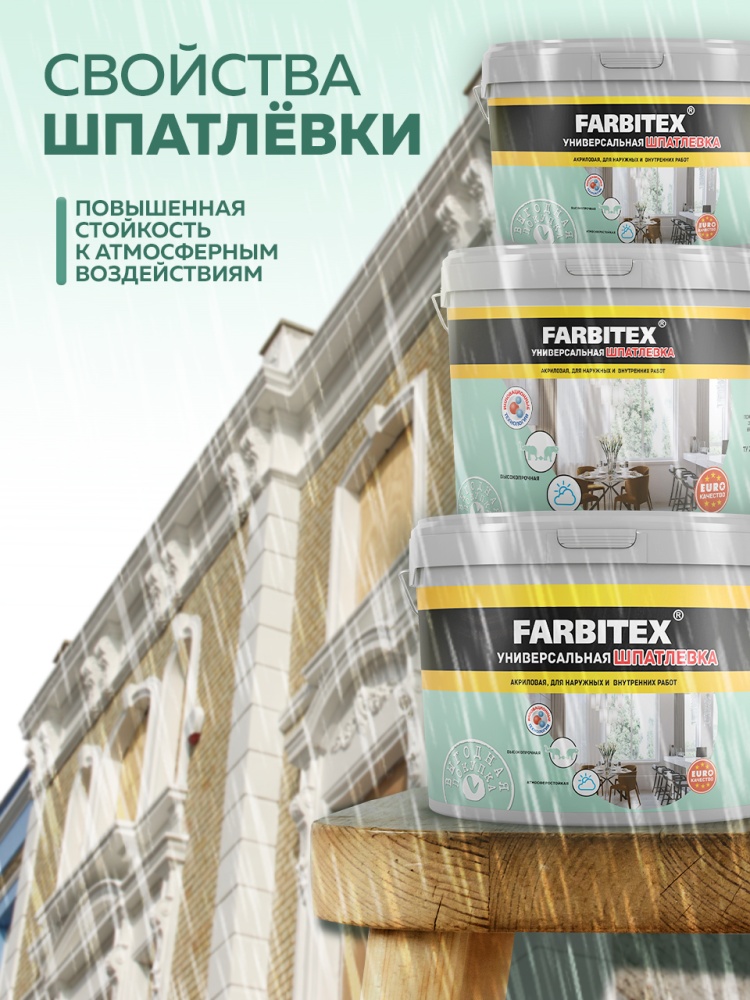 Шпатлевка акриловая для наружных и внутренних работ FARBITEX