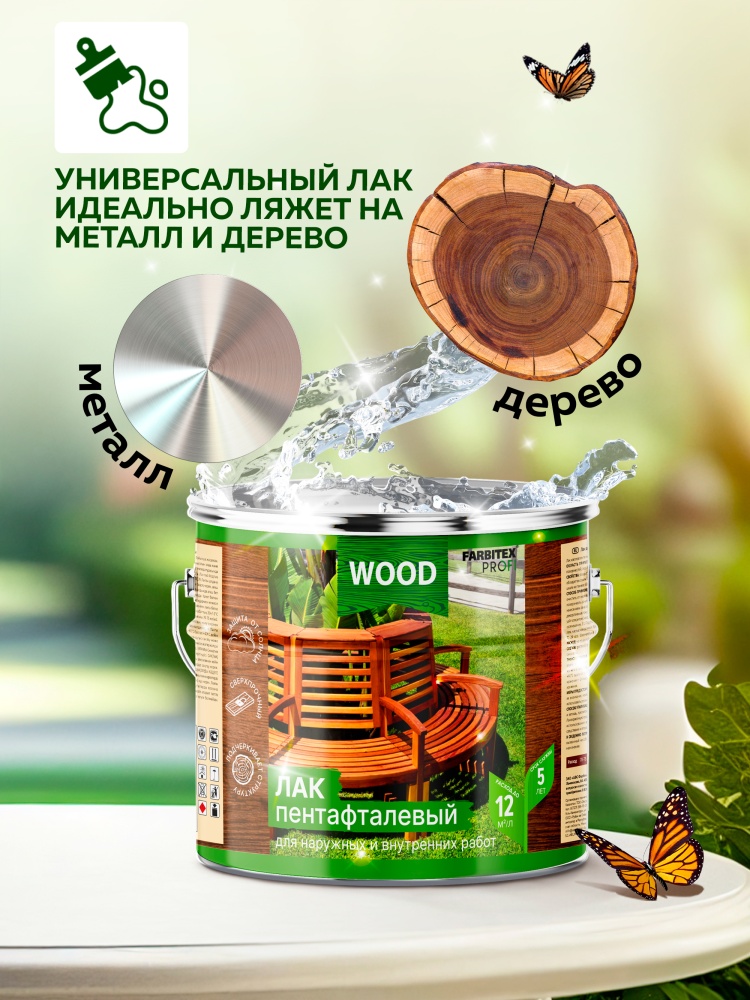 Лак алкидный пентафталевый высокоглянцевый FARBITEX PROFI WOOD