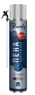 Пена монтажная бытовая 40 всесезонная, клапан надежной фиксации, 1000мл, A1486Z HARDY