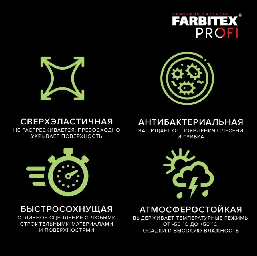 Краска акриловая для гидроизоляции Жидкая резина FARBITEX PROFI