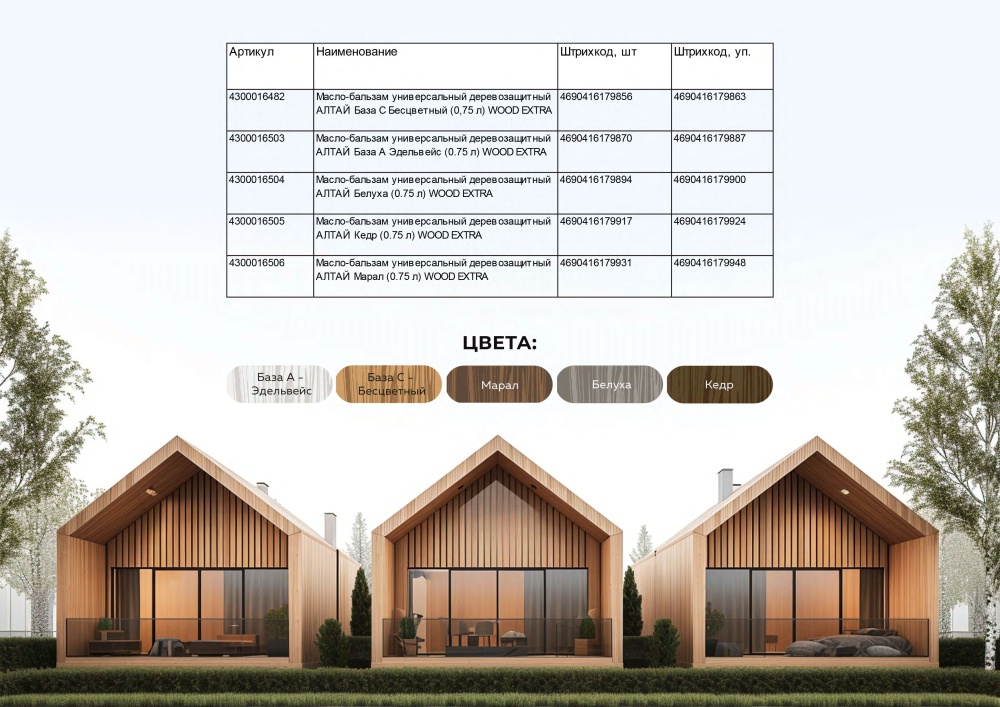 АЛТАЙ. Масло-бальзам универсальный деревозащитный WOOD EXTRA 