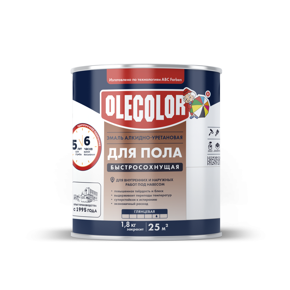 Эмаль для пола алкидно-уретановая быстросохнущая (6ч) OLECOLOR