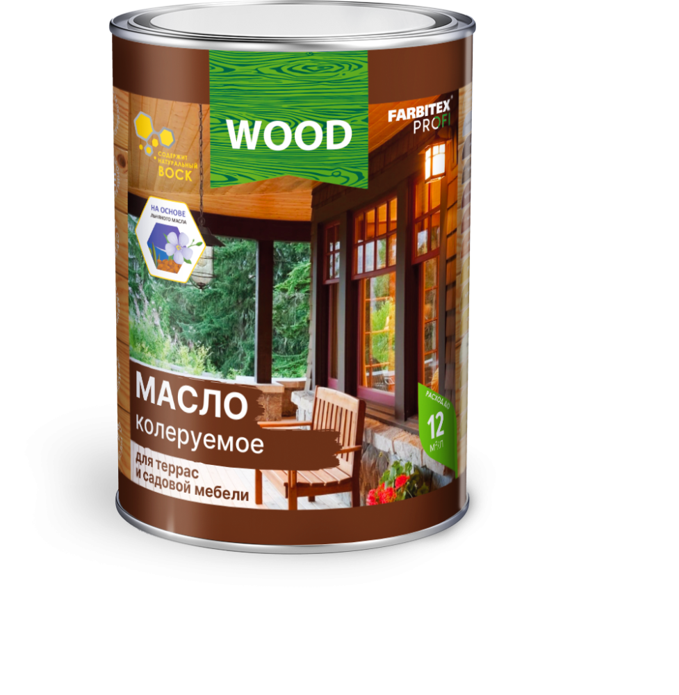 Масло для террас и садовой мебели колеруемое FARBITEX PROFI WOOD