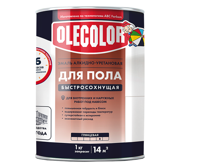 Эмаль для пола алкидно-уретановая быстросохнущая (6ч) OLECOLOR