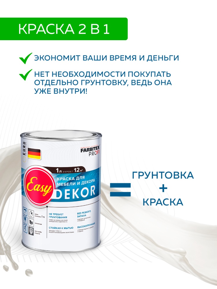 Краска акриловая для мебели и декора EasyDekor (Изи Декор) FARBITEX PROFI