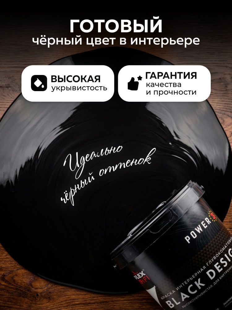 Краска интерьерная глубокоматовая высокоукрывистая черная BlackDesign (Блэк Дизайн) FARBITEX PROFI