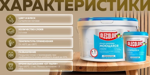 Краска акриловая моющаяся OLECOLOR									