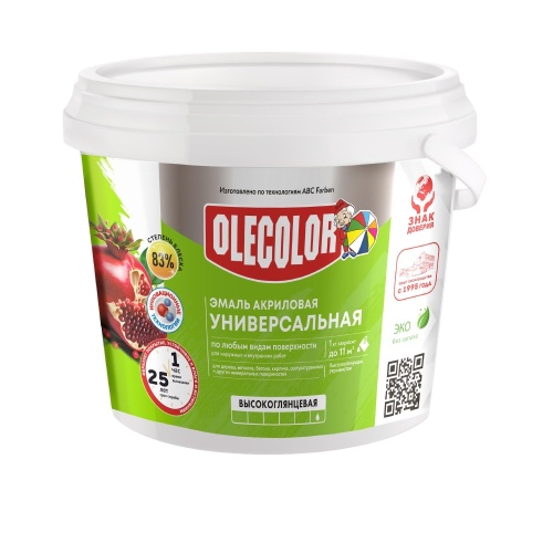 Эмаль акриловая универсальная высокоглянцевая OLECOLOR