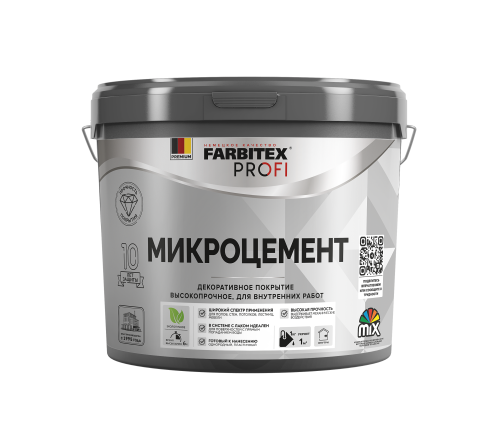 Покрытие декоративное высокопрочное МИКРОЦЕМЕНТ Farbitex Profi